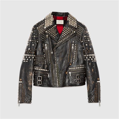 gucci studded leather biker jacket.